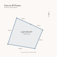 Plano de terreno de 2,371.60 m² en El Fresno, Atlacomulco
